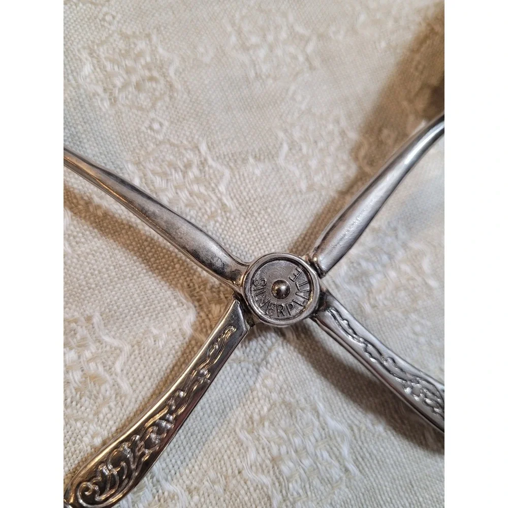Antique‎ Victorian Silver Plated Cake Server Tongs with Ornate Engraving